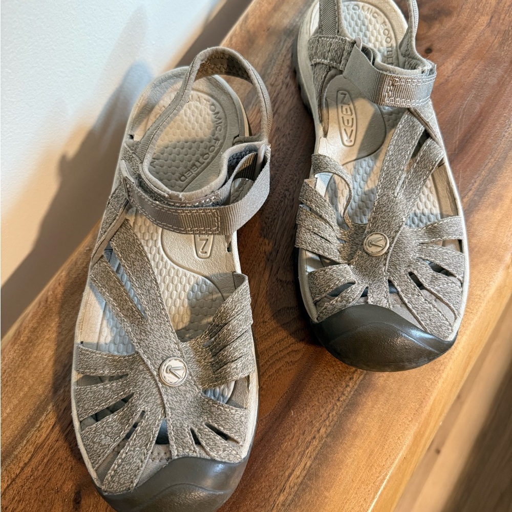 KEEN Gray Strappy Sandals